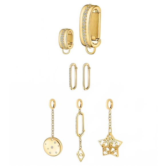 NEW DORNE women's golden girl set of 7 memento charm in gold